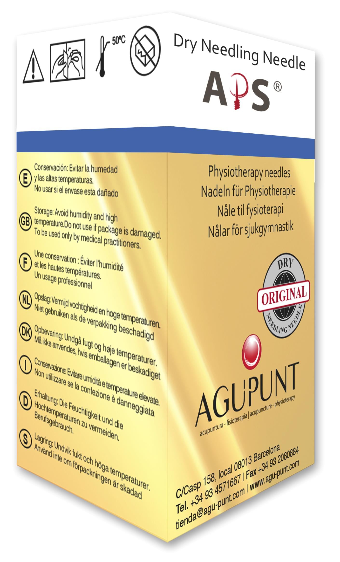 Agupunt Standard Dry Needle with Color Tab, Box of 100