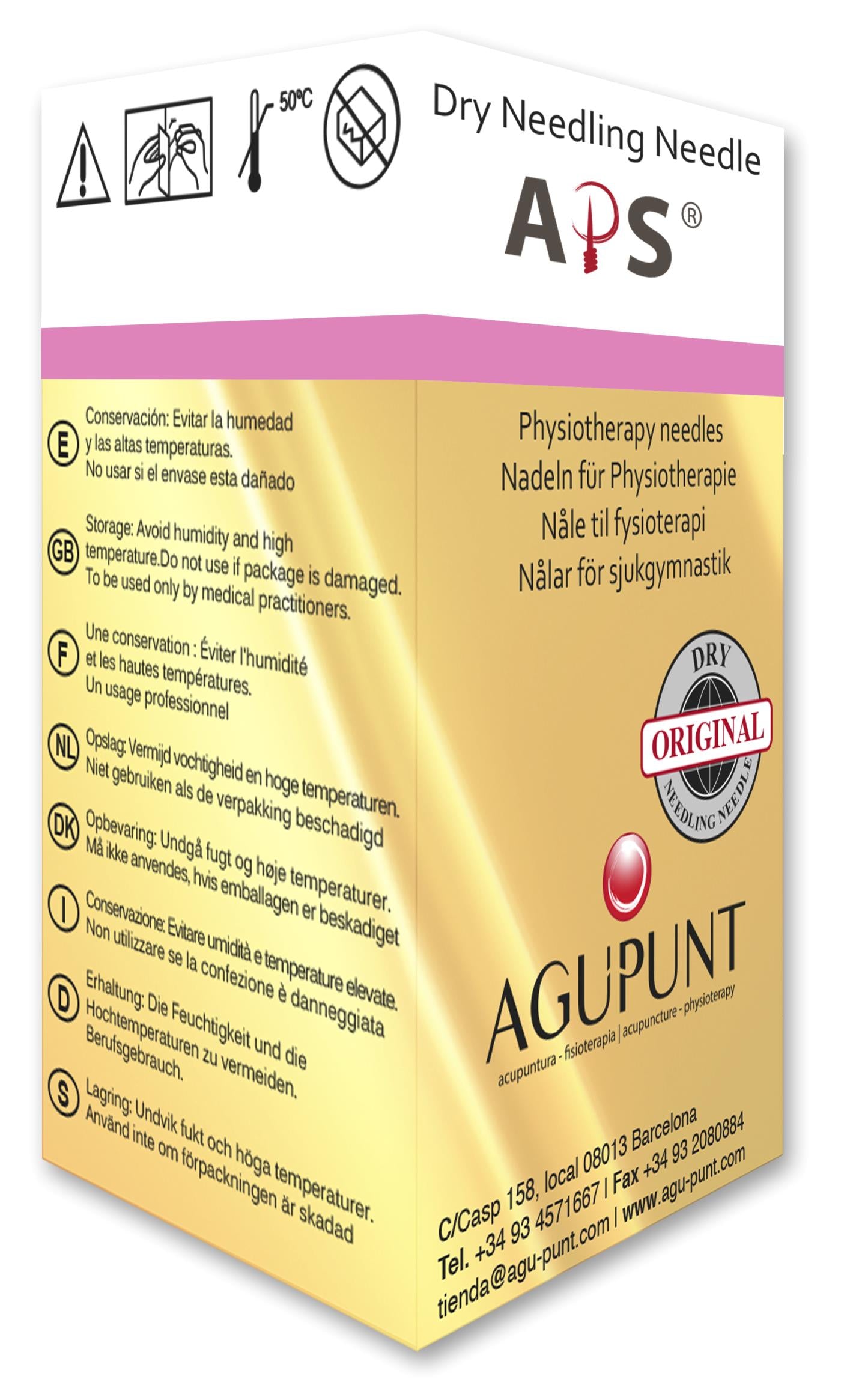 Agupunt Standard Dry Needle with Color Tab, Box of 100